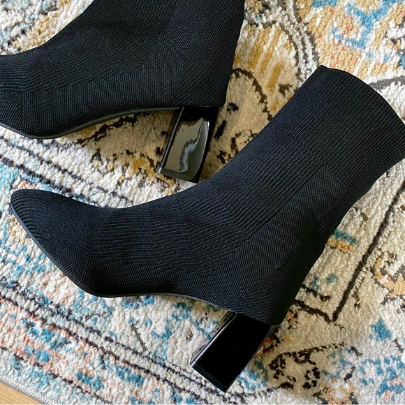 Block Heel Knit Sock Boots NWOT - Picture 6 of 11